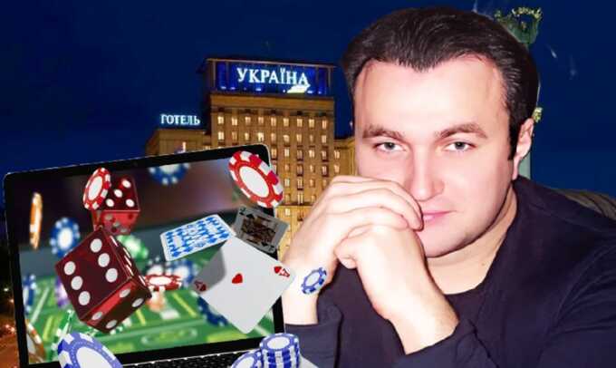 The new owner of the "Ukraina" hotel, Maksym Krippa, awkwardly attempts to cover up his links to online casinos and Russia